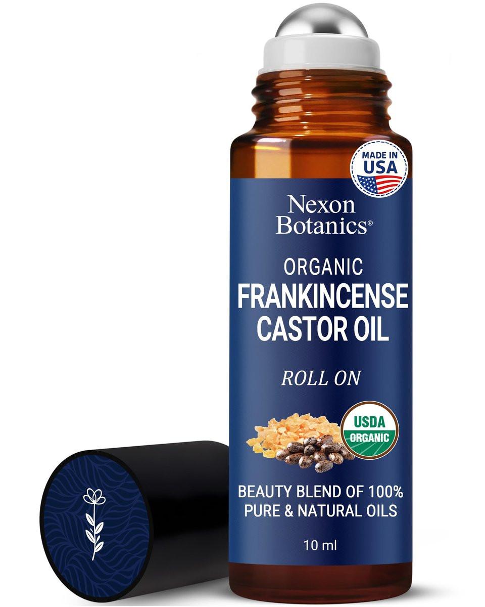 Bio Rizinusöl & Weihrauch Augenroller 10 ml – Natürliche Essenz gegen Augenringe & Fältchen – Leichter Roll-On – Nexon Botanics