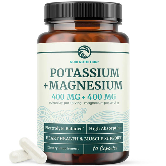 Kalium-Magnesium Komplex | Hochdosiert für Herzgesundheit & Muskelunterstützung | 400 mg Kalium + 400 mg Magnesium | Energie, Knochengesundheit, Schlaf & Stimmung | 90 Kapseln