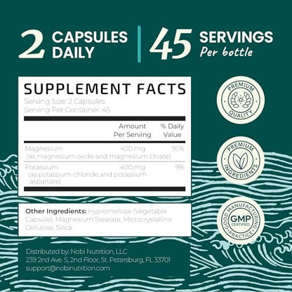 Kalium-Magnesium Komplex | Hochdosiert für Herzgesundheit & Muskelunterstützung | 400 mg Kalium + 400 mg Magnesium | Energie, Knochengesundheit, Schlaf & Stimmung | 90 Kapseln