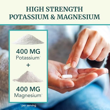 Kalium-Magnesium Komplex | Hochdosiert für Herzgesundheit & Muskelunterstützung | 400 mg Kalium + 400 mg Magnesium | Energie, Knochengesundheit, Schlaf & Stimmung | 90 Kapseln