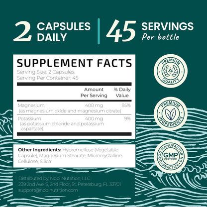 Kalium-Magnesium Komplex | Hochdosiert für Herzgesundheit & Muskelunterstützung | 400 mg Kalium + 400 mg Magnesium | Energie, Knochengesundheit, Schlaf & Stimmung | 90 Kapseln