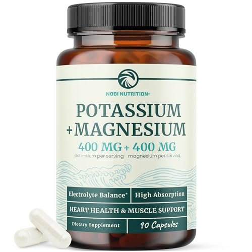 Kalium-Magnesium Komplex | Hochdosiert für Herzgesundheit & Muskelunterstützung | 400 mg Kalium + 400 mg Magnesium | Energie, Knochengesundheit, Schlaf & Stimmung | 90 Kapseln