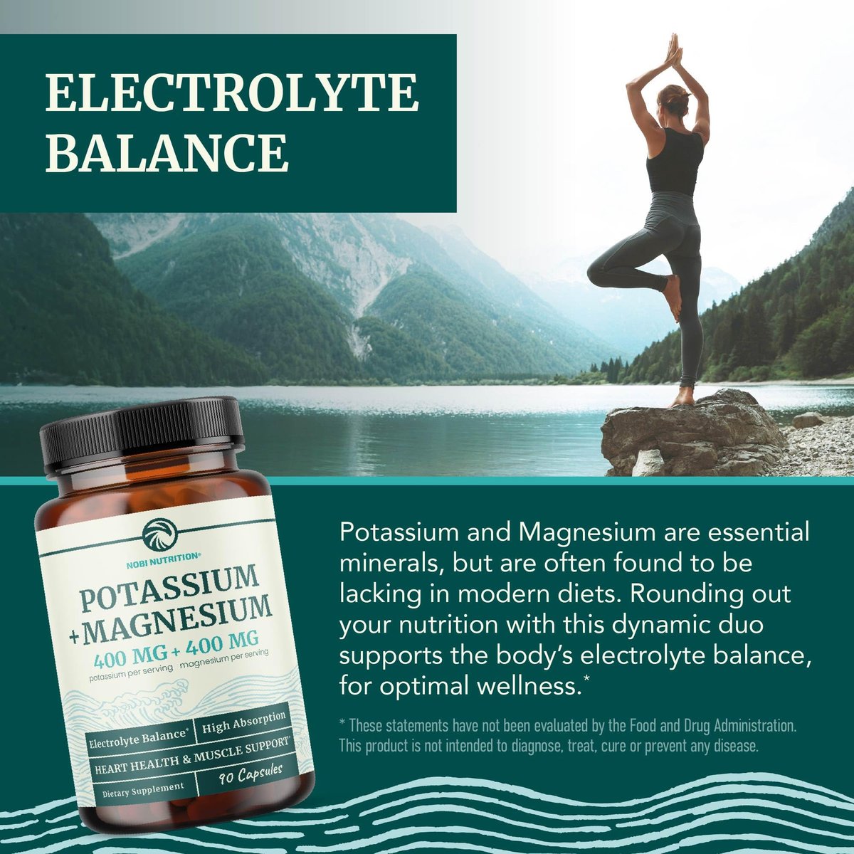 Kalium-Magnesium Komplex | Hochdosiert für Herzgesundheit & Muskelunterstützung | 400 mg Kalium + 400 mg Magnesium | Energie, Knochengesundheit, Schlaf & Stimmung | 90 Kapseln