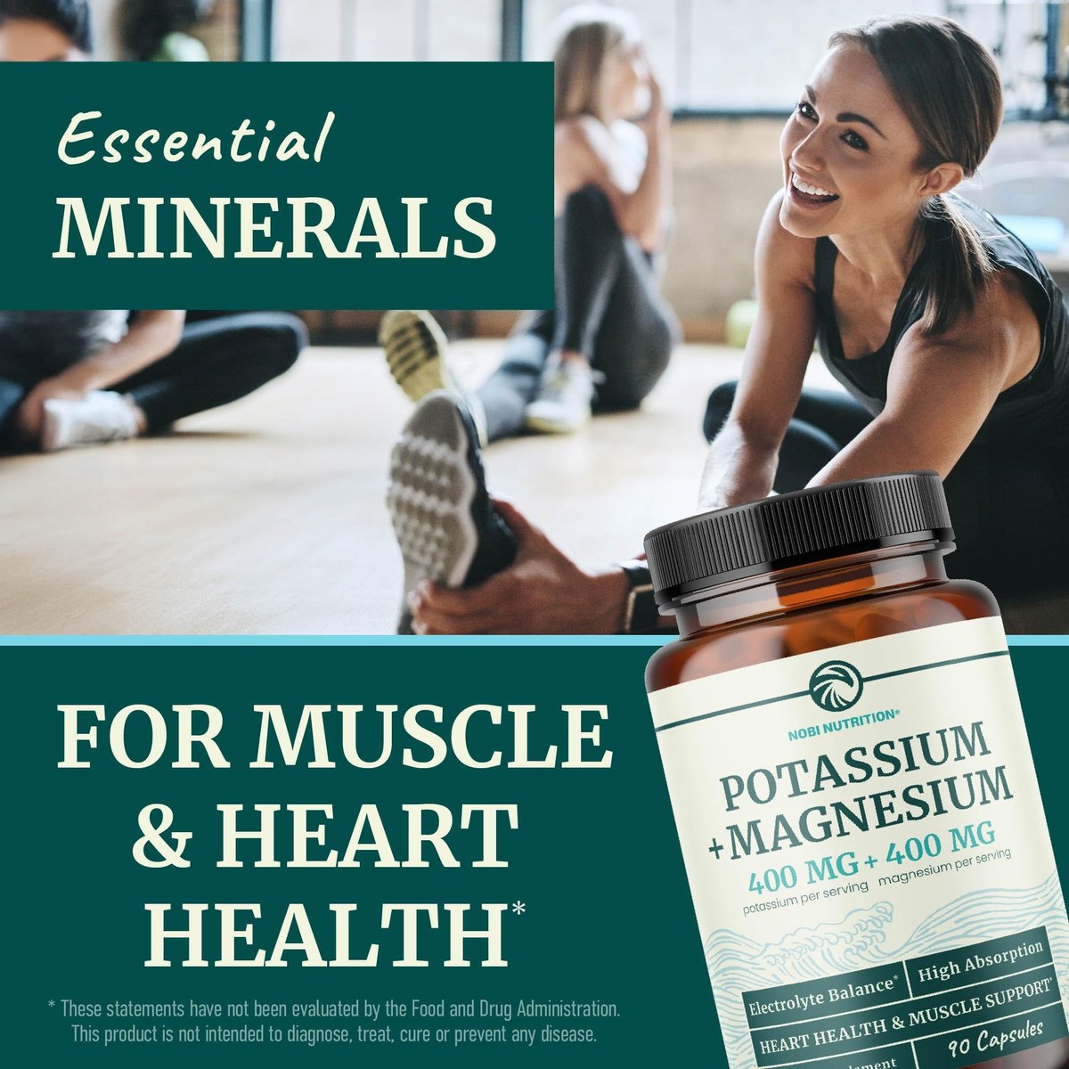 Kalium-Magnesium Komplex | Hochdosiert für Herzgesundheit & Muskelunterstützung | 400 mg Kalium + 400 mg Magnesium | Energie, Knochengesundheit, Schlaf & Stimmung | 90 Kapseln