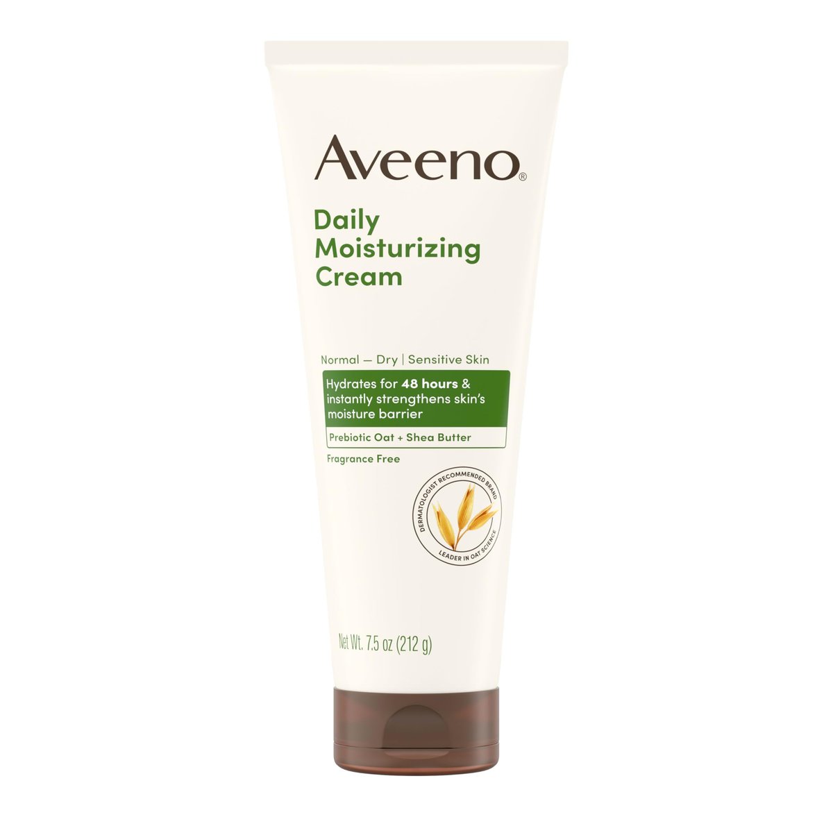 Aveeno Tägliche Feuchtigkeitscreme mit Präbiotischem Hafer & Sheabutter – Körper-, Gesichts- und Handcreme für normale bis trockene, empfindliche Haut – 48 Stunden Feuchtigkeit – Duftfrei & Nicht Komedogen – 213 g
