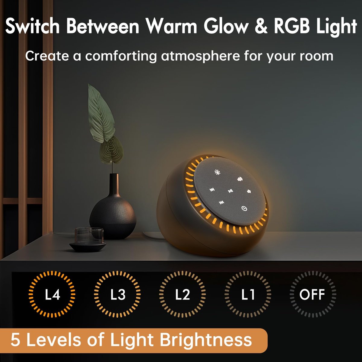 DreamSky Klangmaschine für Schlaf, Weißes Rauschen für Erwachsene & Baby, Brauner Rauschen Fan für Büro Privatsphäre & Geräuschunterdrückung, 26 Klänge & RGB Nachtlicht, USB-C betrieben für Zuhause Reisen