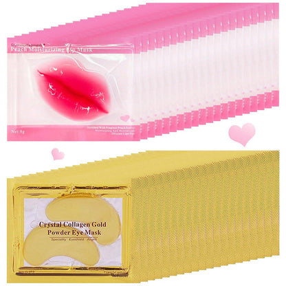 TIRDET 40 Paar Lippenmasken & Augenmasken, 24K Gold Gel Kristall Kollagen Unteraugenpflaster gegen geschwollene Augen, Junggesellinnenparty-Geschenke, Brautjungferngeschenke, Galentine's Day Geschenke, Muttertagsgeschenke für Frauen im Großpack