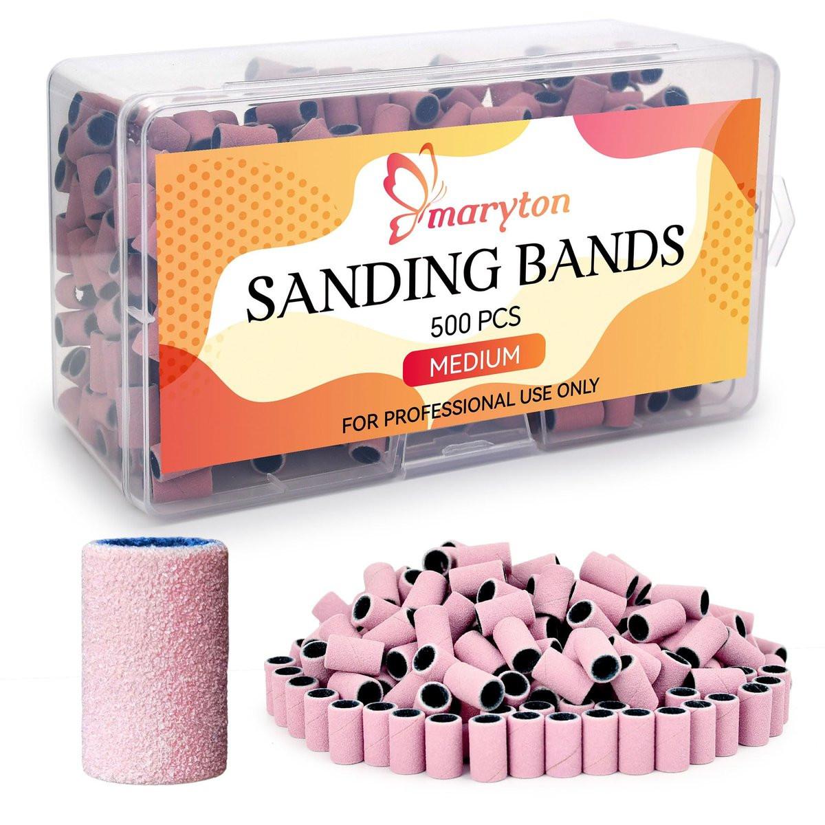 Maryton 500 Stück Schleifbänder für Nagelbohrer, mittlere Körnung, Bulk für professionelle Salons, Maniküre und Pediküre