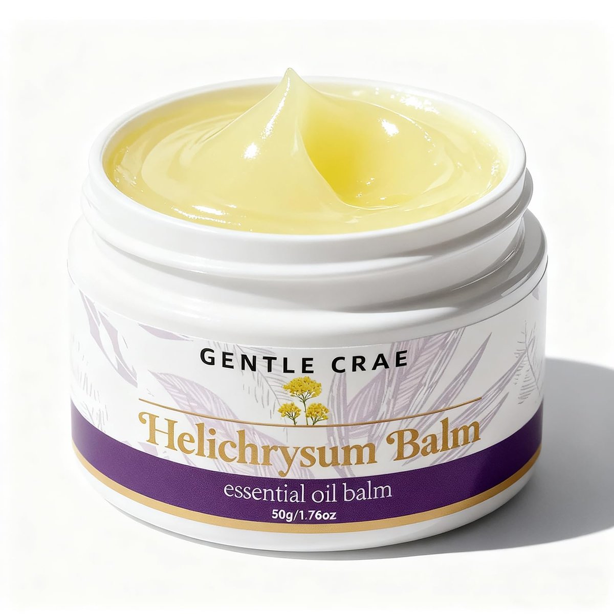 SKSOYT Helichrysum Balsam – Feuchtigkeitsspendender Helichrysum-Essentialöl-Balsam mit Bienenwachs & Mandelöl, Mehrzwecksalbe für trockene & gereizte Haut, Dehnungsstreifen, Narben, hydratisierende Linderung, 1,76 Unzen