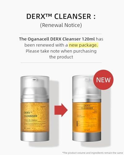 Oganacell DERX Revitalisierender Gesichtsreiniger mit Peptiden & Walnuss-Mikroperlen – Sanftes Peeling-Gel-to-Foam für alle Hauttypen, Klinisch entwickelt in Korea (120 ml/4,05 fl.oz.)