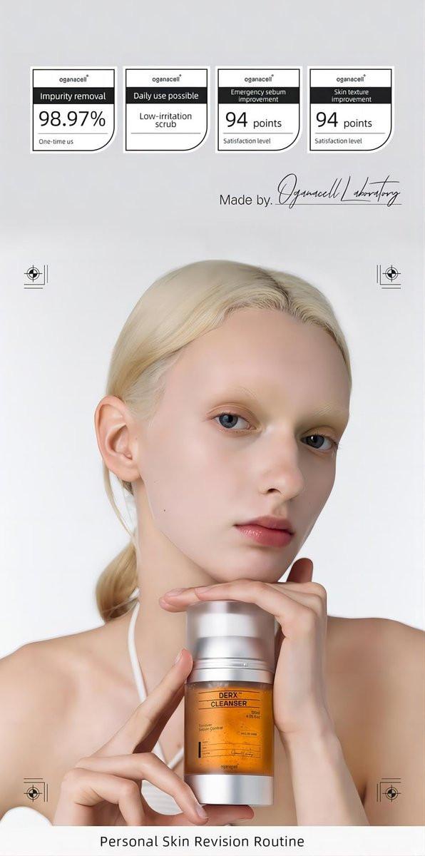 Oganacell DERX Revitalisierender Gesichtsreiniger mit Peptiden & Walnuss-Mikroperlen – Sanftes Peeling-Gel-to-Foam für alle Hauttypen, Klinisch entwickelt in Korea (120 ml/4,05 fl.oz.)