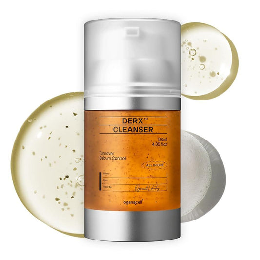 Oganacell DERX Revitalisierender Gesichtsreiniger mit Peptiden & Walnuss-Mikroperlen – Sanftes Peeling-Gel-to-Foam für alle Hauttypen, Klinisch entwickelt in Korea (120 ml/4,05 fl.oz.)