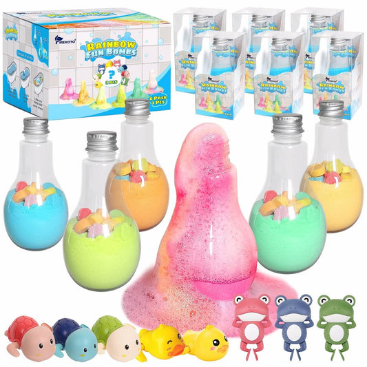 Firekoto 8er-Pack handgefertigte Regenbogen-Badebomben für Kinder – interaktiver Blubber-Badespaß, organisch, sicher, ideales Geschenk für Mädchen und Jungen