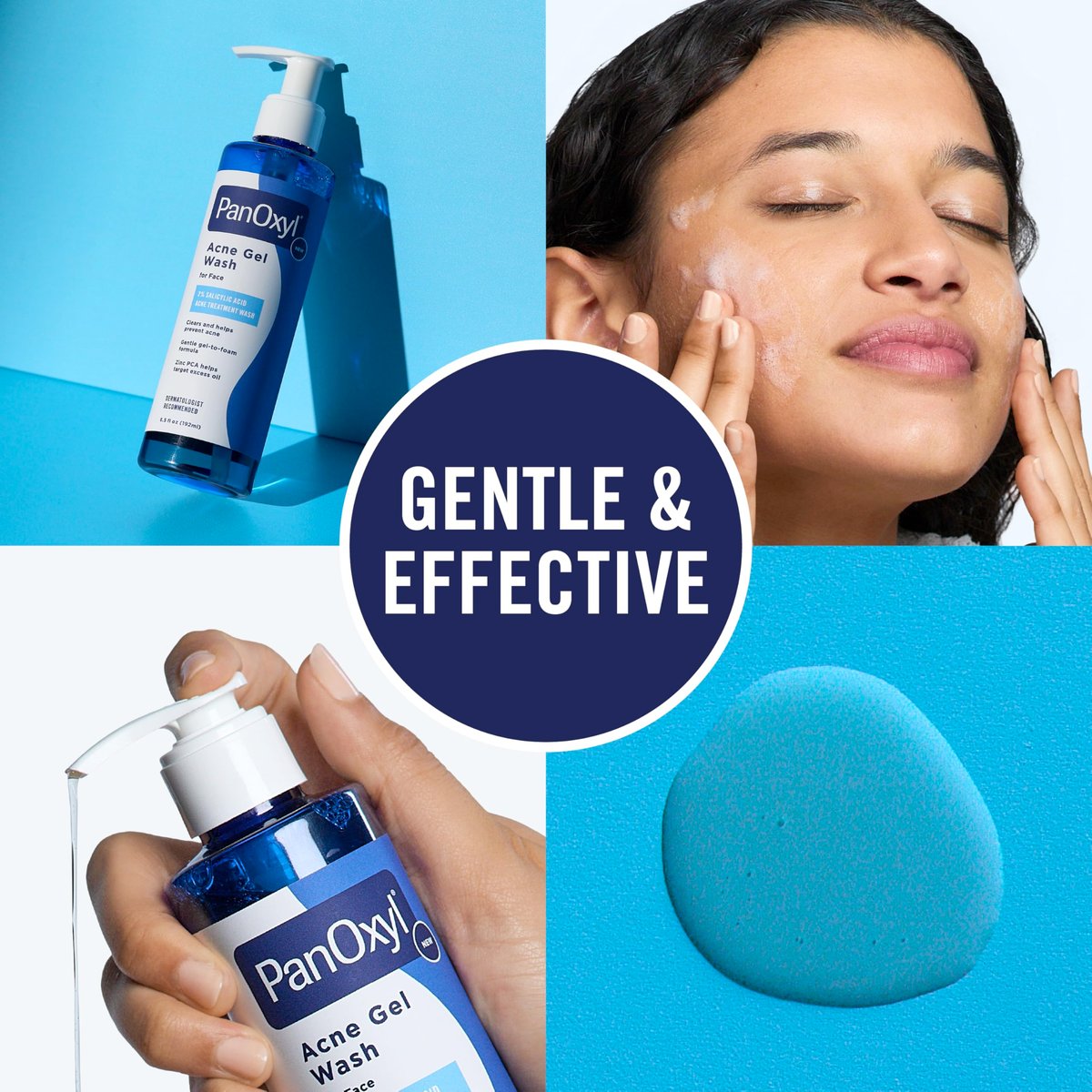 PanOxyl Acne Gel Wash, 2% Salicylsäure, Feuchtigkeitsspendend mit Blau-Alge und Aloe Vera, Mattierend mit Zink PCA, Pflegend mit Grüntee-Extrakt und Betain, mit Allantoin, 6,5 Unzen
