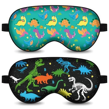 2 Stücke Schlafmaske, Dinosaurier-Welt, blickdichte Schlafbrille für Kinder & Teenager, lustige Augenmaske mit verstellbarem Band, weiche Schlafabdeckung für Zuhause, Party, Reisen (Schwarz + Grün)