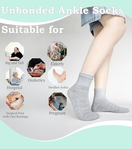 Diabetische nicht einschnürende Knöchelsocken für Damen – Weite Passform für Lymphödem und empfindliche Füße, 4 Paar, Größe 9-11