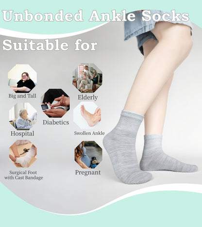 Diabetische nicht einschnürende Knöchelsocken für Damen – Weite Passform für Lymphödem und empfindliche Füße, 4 Paar, Größe 9-11