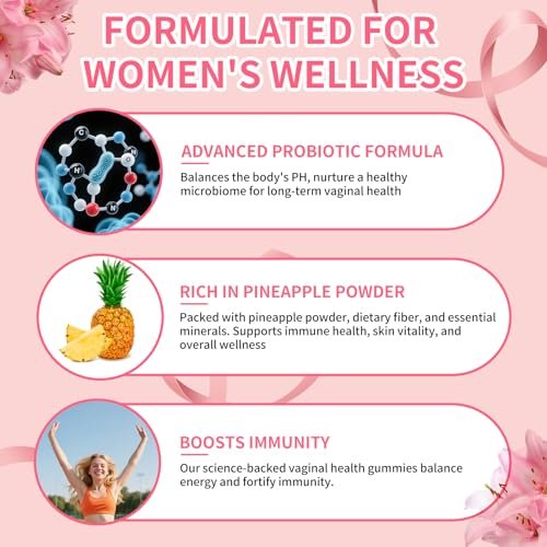 4 BIRDIES GOLF Premium Feminine Balance Gummies – Hawaiian Ananas Gummis für die Frauengesundheit, vaginale probiotische & pH-Balance Unterstützung – Vegan – Gesunder Geruch – Glutenfrei – 60 Stück