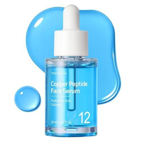 TOSOWOONG Kupferpeptid-Gesichtsserum – Anti-Aging mit Kupfer-Tripeptid GHK-Cu, 12-fach Multi-Peptid-Formel für feine Linien, Festigkeit, Hautelastizität, Feuchtigkeit – Koreanische Hautpflege, 33 ml