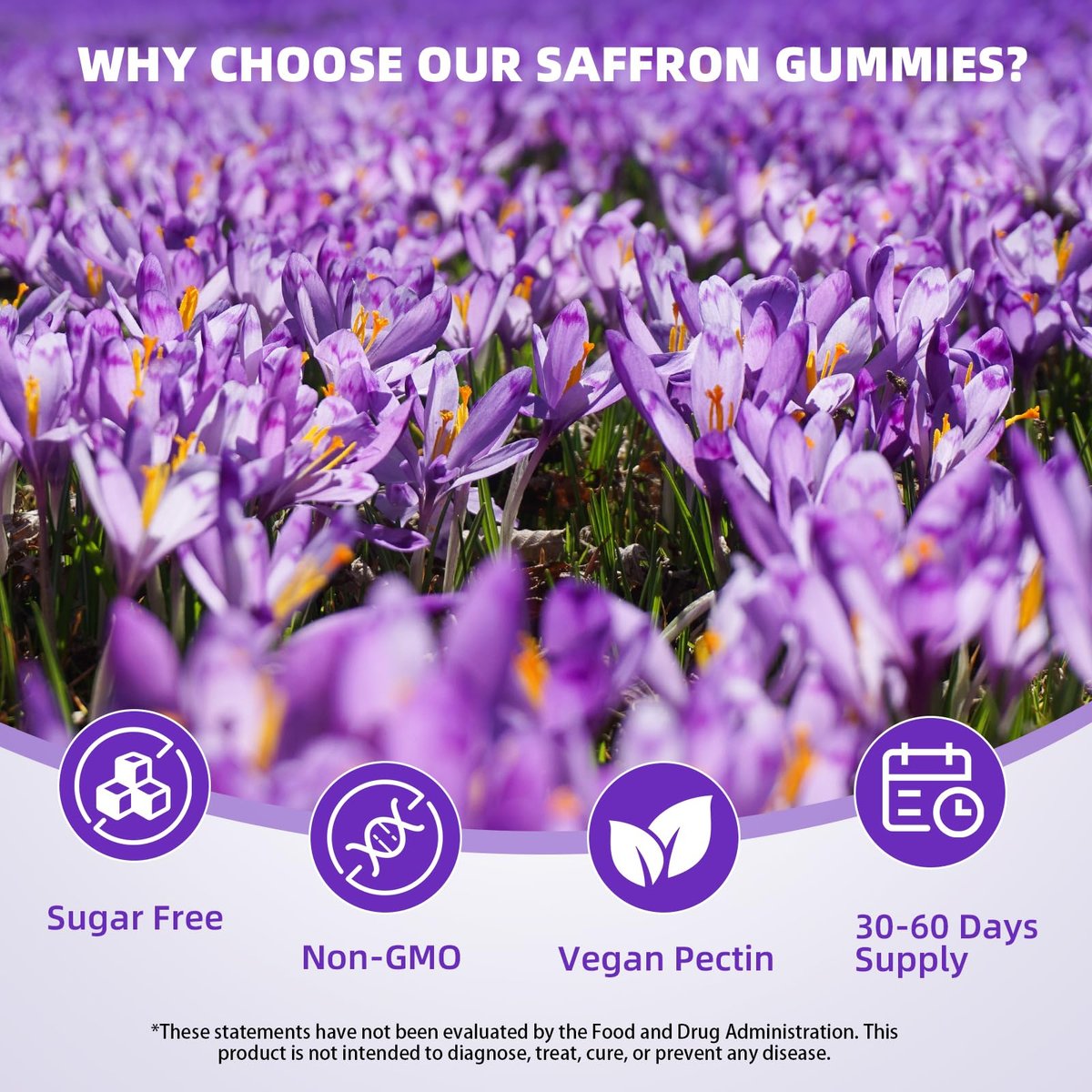 Safran Gummis für Kinder & Erwachsene – Unterstützt die Antioxidansfunktion mit Ashwagandha, L-Theanin, Rhodiola Rosea, Zitronenmelisse, Vitamin D3, B6, Magnesium & Zink – Himbeergeschmack, 120 Stück