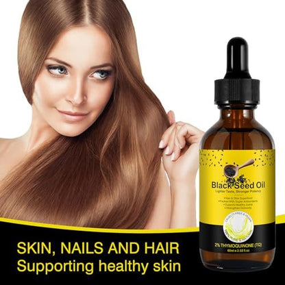 Bio Schwarzkümmelöl – 100% rein unraffiniert, naturbelassen kaltgepresst mit 2% TQ und einer dynamischen Harmonie von Omega 3, 6, 9 Antioxidantien, Immununterstützung, Gelenke, Haut & Haare 2,02 Fl Oz (2er Pack)