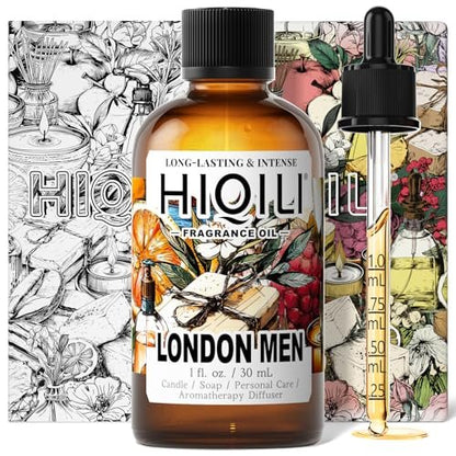 HIQILI London Men Fragrance Öl für Kerzen- und Seifenherstellung, inspiriert von Bvr.Berry LON for Men, ätherisches Öl für Diffuser, große Räume, Büro, Neuwagengeruch - 30 ml