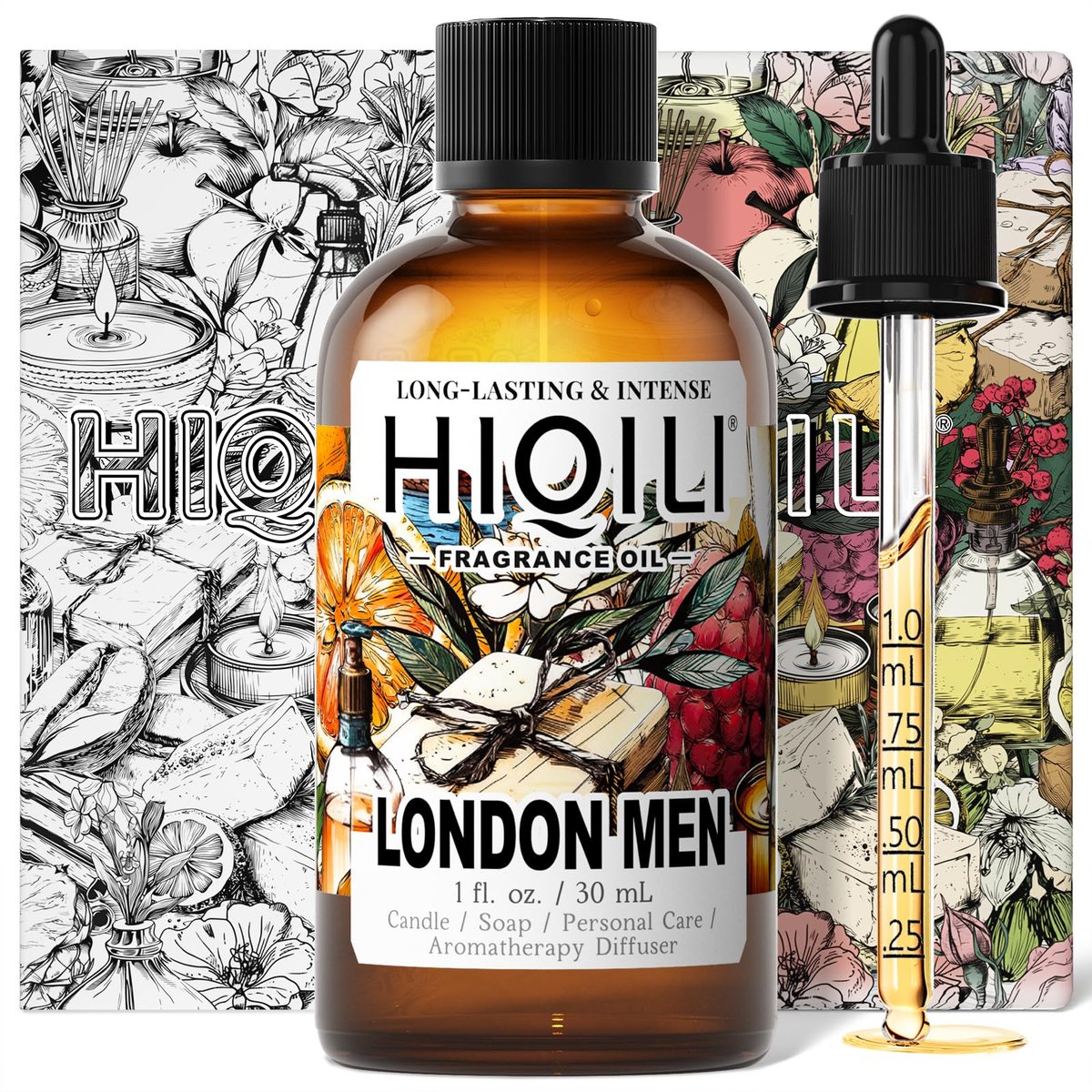HIQILI London Men Fragrance Öl für Kerzen- und Seifenherstellung, inspiriert von Bvr.Berry LON for Men, ätherisches Öl für Diffuser, große Räume, Büro, Neuwagengeruch - 30 ml