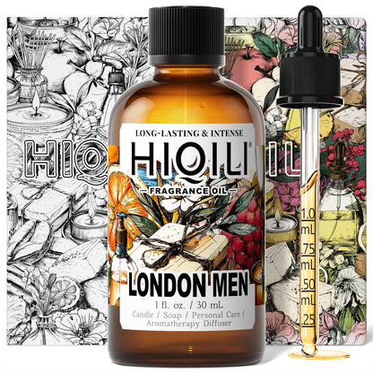 HIQILI London Men Fragrance Öl für Kerzen- und Seifenherstellung, inspiriert von Bvr.Berry LON for Men, ätherisches Öl für Diffuser, große Räume, Büro, Neuwagengeruch - 30 ml