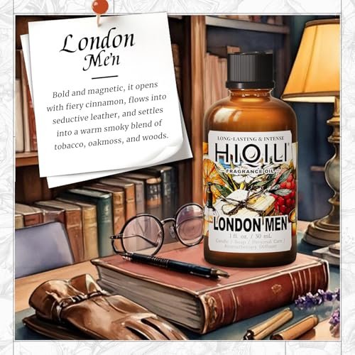 HIQILI London Men Fragrance Öl für Kerzen- und Seifenherstellung, inspiriert von Bvr.Berry LON for Men, ätherisches Öl für Diffuser, große Räume, Büro, Neuwagengeruch - 30 ml