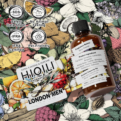 HIQILI London Men Fragrance Öl für Kerzen- und Seifenherstellung, inspiriert von Bvr.Berry LON for Men, ätherisches Öl für Diffuser, große Räume, Büro, Neuwagengeruch - 30 ml