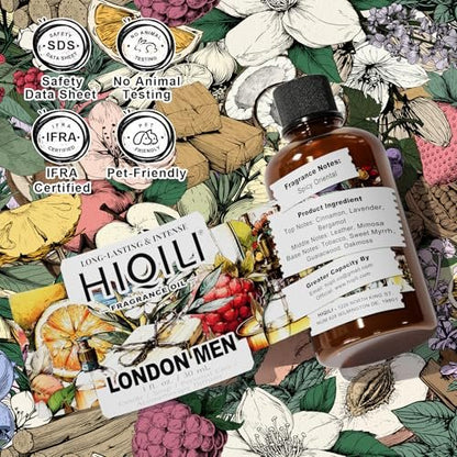 HIQILI London Men Fragrance Öl für Kerzen- und Seifenherstellung, inspiriert von Bvr.Berry LON for Men, ätherisches Öl für Diffuser, große Räume, Büro, Neuwagengeruch - 30 ml
