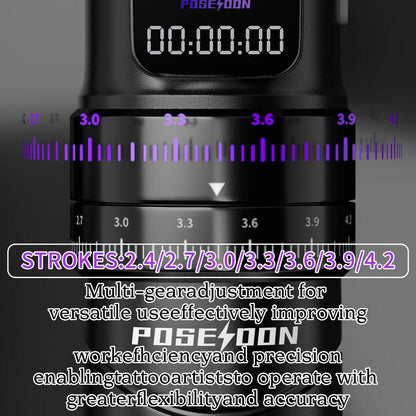 Poseidon Tattoo Gun Kit 7-Stufen-Hublänge Tätowiermaschine Set mit 2x 2300mAh Akku, 20 Tattoo Cartridge Nadeln, 11 Tattoo Farben – Komplettes Tattoo-Pen-Set für Anfänger und Künstler