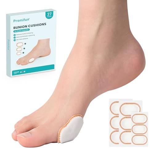 Promifun Foam Bunionenpads zum Tragen mit Schuhen - 27 Stück Ballenzehenkissen - Moleskin schützt die Füße für Damen und Herren - Klebemitte (Mehrfachgrößen)