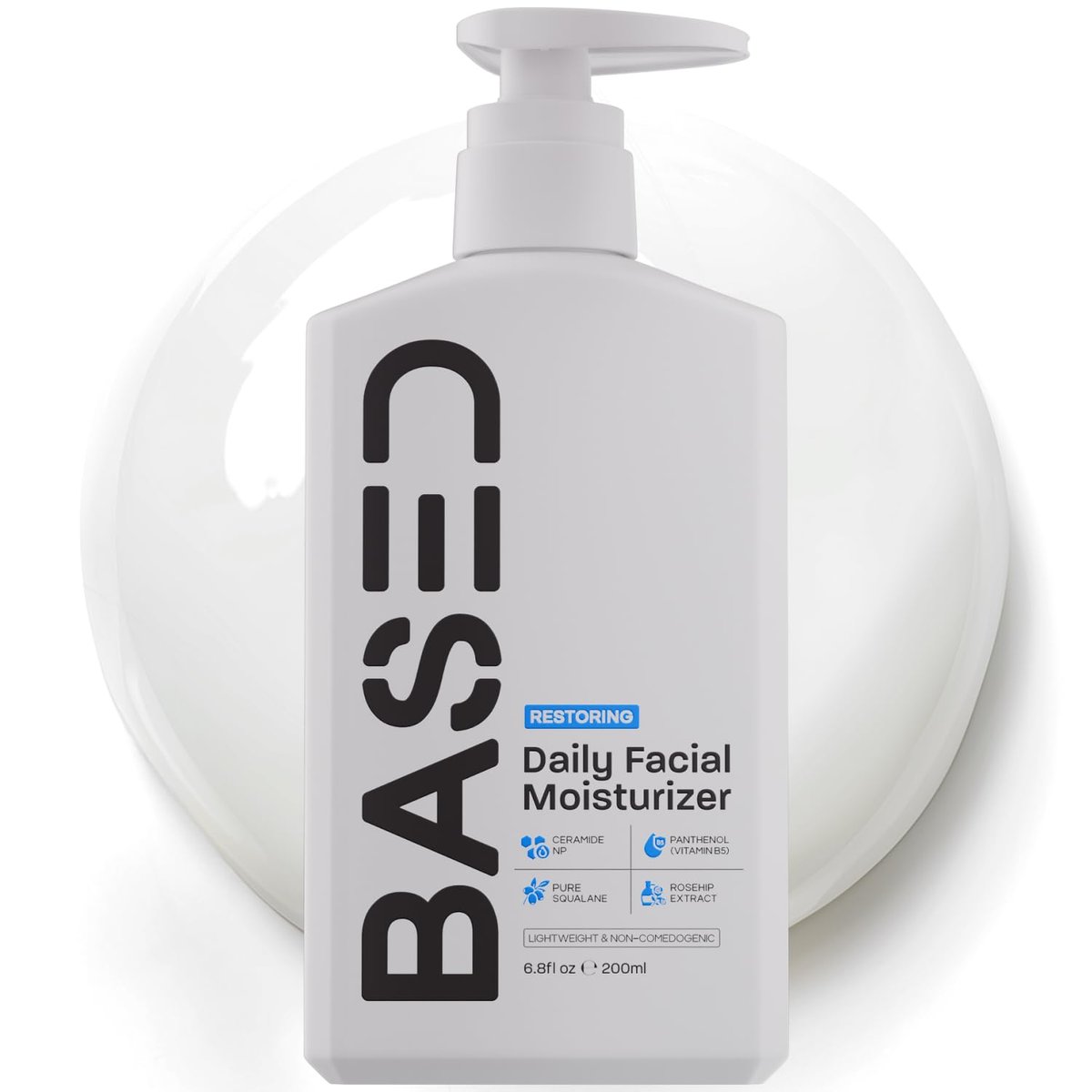 BASED Männer Tägliche Feuchtigkeitscreme für das Gesicht - Tägliche Gesichtsfeuchtigkeitscreme mit Squalan & Hagebuttenöl - Stärkt die Hautbarriere - Alle Hauttypen (6,8 Fl Oz, 1er-Pack)
