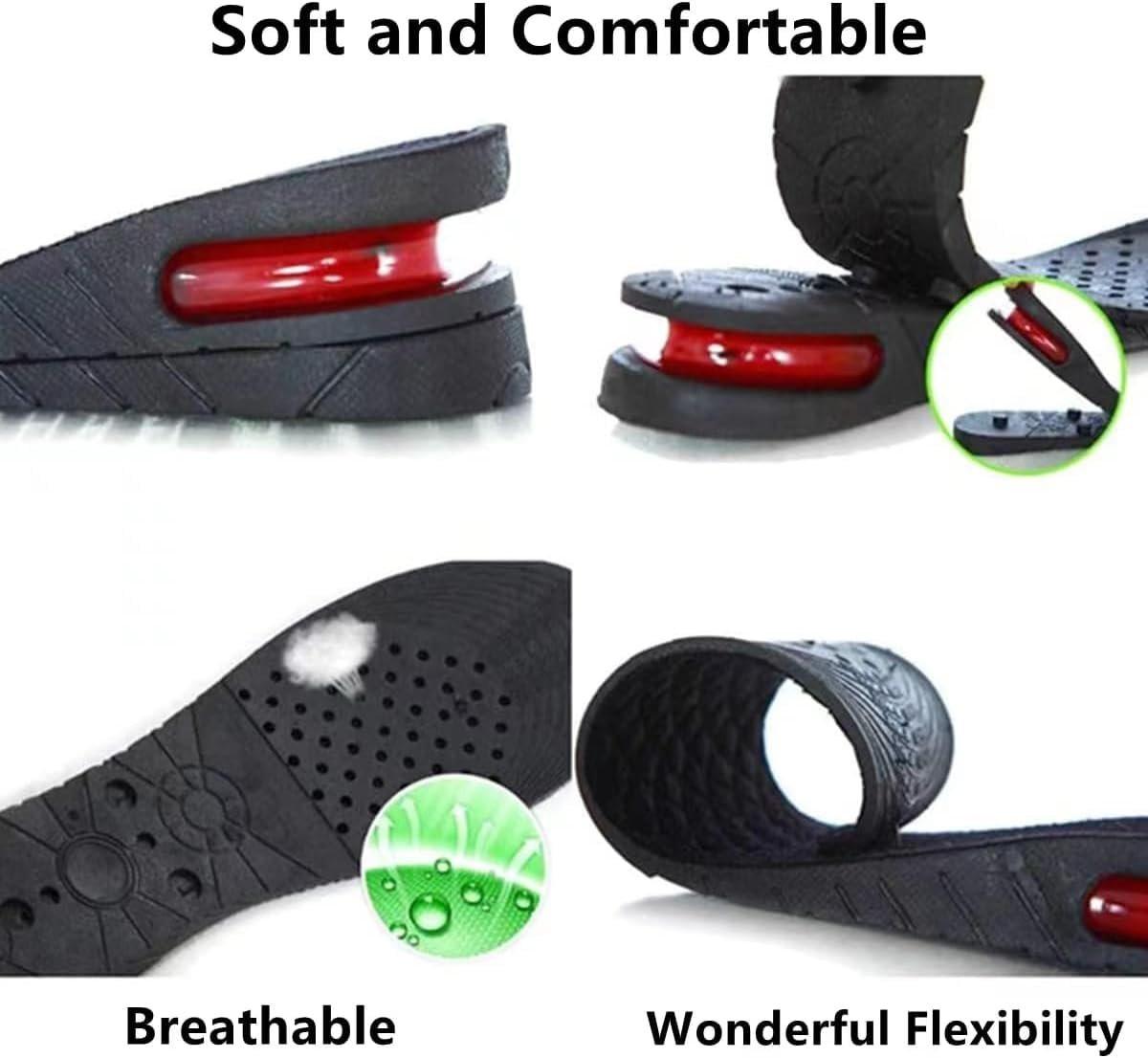 QUORYTH Höhenverstellbare Einlegesohlen 2-Schicht Air-Up Schuhheber 4,5 cm Absatzerhöhung für Herren und Damen