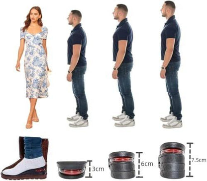 QUORYTH Höhenverstellbare Einlegesohlen 2-Schicht Air-Up Schuhheber 4,5 cm Absatzerhöhung für Herren und Damen
