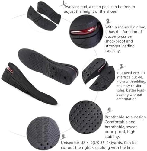 QUORYTH Höhenverstellbare Einlegesohlen 2-Schicht Air-Up Schuhheber 4,5 cm Absatzerhöhung für Herren und Damen