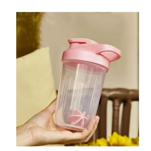 CHNLML Protein Shaker Flasche 400 ml/16 oz mit Shaker-Kugel für Proteinshake, auslaufsicher, BPA-frei, für Fitnessstudio, Training, Saftmixer (Pink/Klar, 16 oz - 400 ml - 1 Flasche)