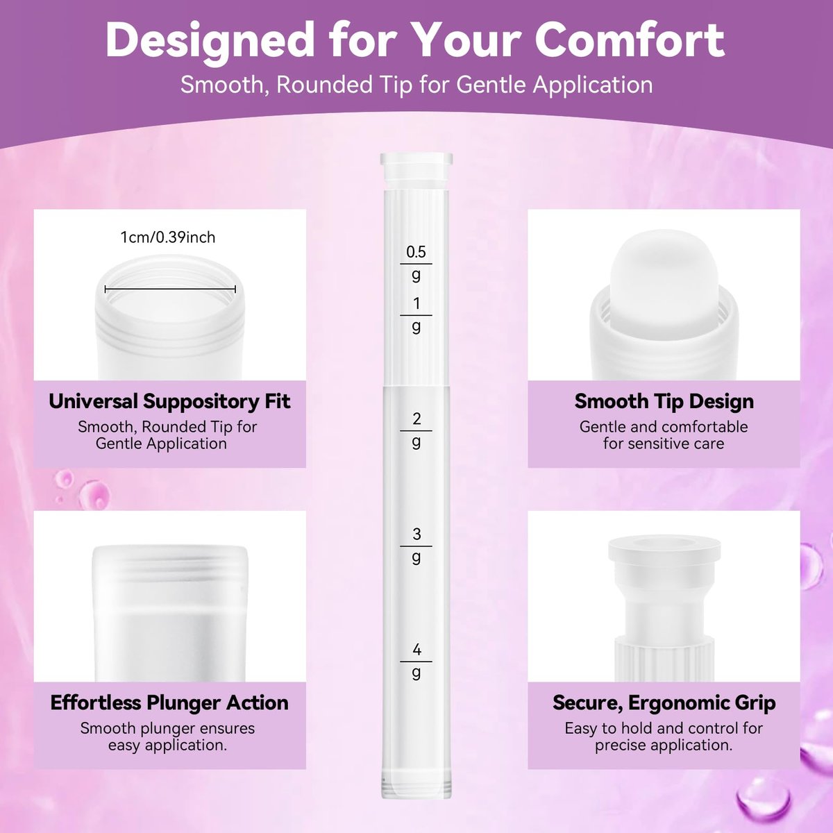 Einweg-Vaginalcreme-Applikator für Frauen, Vaginalgel-Applikator mit Dosierungsmarkierungen, hygienischer Gewinde-Injektor passend für Premarin, Estrace, Preseed und die meisten OTC-Gele und Gleitmittel (20er Pack)