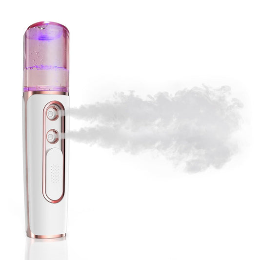withthesun Nano Gesichtsnebel, Kühler Nebel Gesichtssteamer mit 2 Sprühdüsen, USB wiederaufladbar, Sichtbarer Wassertank, Nano Mister für Wimpernverlängerungen, Hautpflege, Tägliches Make-up, Tiefenhydratation - Pink