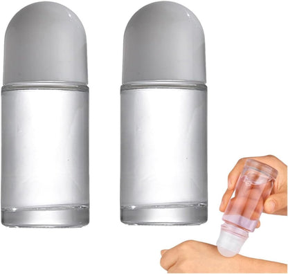 2 Stück 50 ml leere Glas-Rollerflaschen mit Kunststoff-Rollkugel, auslaufsichere Massage-Rollerflaschen mit weißem Deckel für ätherische Öle, nachfüllbare Behälter
