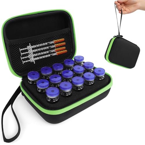 EIPTLOS Peptid-Vial-Etui für Kühlschrankaufbewahrung – Insulin-Vial-Schutzhülle, Reiseetui für 15 Standard-10-ml-U-100-Vials mit Reißverschluss