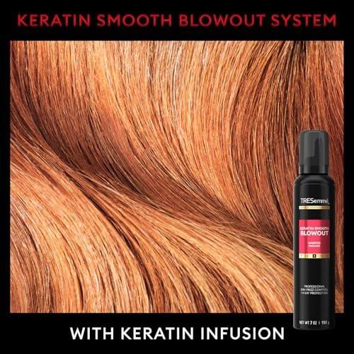 TRESemmé Keratin Smooth Blowout Haarstyling Set – Mousse + Finishing Spray & Hitzeschutzspray, Frizz-Kontrolle