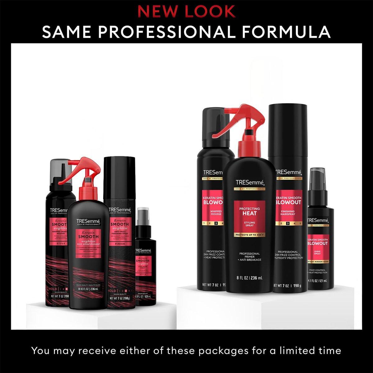 TRESemmé Keratin Smooth Blowout Haarstyling Set – Mousse + Finishing Spray & Hitzeschutzspray, Frizz-Kontrolle