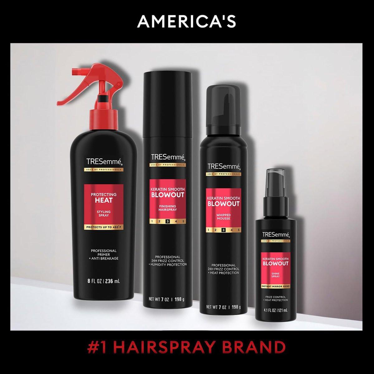 TRESemmé Keratin Smooth Blowout Haarstyling Set – Mousse + Finishing Spray & Hitzeschutzspray, Frizz-Kontrolle