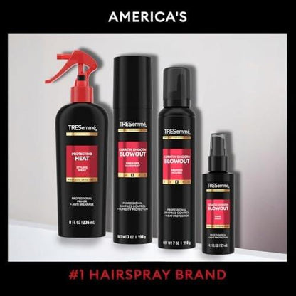 TRESemmé Keratin Smooth Blowout Haarstyling Set – Mousse + Finishing Spray & Hitzeschutzspray, Frizz-Kontrolle