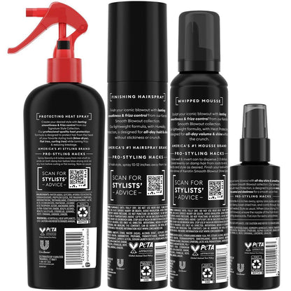 TRESemmé Keratin Smooth Blowout Haarstyling Set – Mousse + Finishing Spray & Hitzeschutzspray, Frizz-Kontrolle