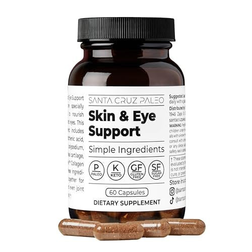 Santa Cruz Paleo Haut- & Augen-Kapseln, Tägliche Formel für Hautbild & Augenpflege, Saubere Inhaltsstoffe, Glutenfrei, Keto & Paleo Freundlich, 60 Kapseln