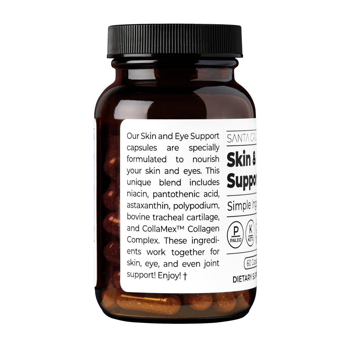 Santa Cruz Paleo Haut- & Augen-Kapseln, Tägliche Formel für Hautbild & Augenpflege, Saubere Inhaltsstoffe, Glutenfrei, Keto & Paleo Freundlich, 60 Kapseln