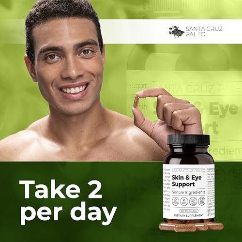 Santa Cruz Paleo Haut- & Augen-Kapseln, Tägliche Formel für Hautbild & Augenpflege, Saubere Inhaltsstoffe, Glutenfrei, Keto & Paleo Freundlich, 60 Kapseln